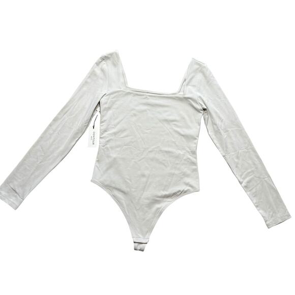 NEW Aritzia Contour Thong Bodysuit Women M Matte Pearl Off White Long Sleeve - Picture 1 of 10